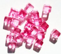 20 6mm Faceted Pink Cube Beads